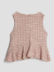 River Island Pink Girls Peplum Boucle Top - Image 3 of 5