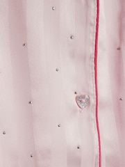 River Island Pink Girls Hotfix Fur Cuff Satin Pyjamas - Image 4 of 5