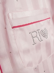 River Island Pink Girls Hotfix Fur Cuff Satin Pyjamas - Image 5 of 5