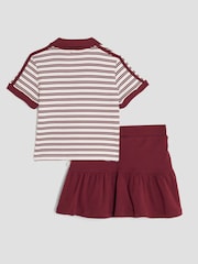 River Island Red Girls Stripe Polo Shirt and Skirt Set - Image 2 of 5