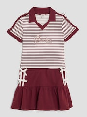 River Island Red Girls Stripe Polo Shirt and Skirt Set - Image 3 of 5