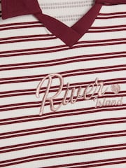 River Island Red Girls Stripe Polo Shirt and Skirt Set - Image 4 of 5