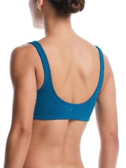 Nike Blue Shoreline Pucker Textured Bralette Bikini Top - Image 2 of 4