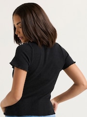 PixieGirl Petite Black Petite Soft Touch Bow Front Top - Image 3 of 5