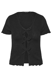 PixieGirl Petite Black Petite Soft Touch Bow Front Top - Image 5 of 5