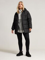 Yours Curve Black Short Sporty Padded Coat - Image 2 of 5