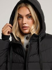 Yours Curve Black Short Sporty Padded Coat - Image 4 of 5