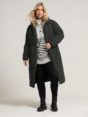 Yours Curve Black Borg Midi Padded Puffa Coat - Image 1 of 6