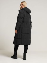 Yours Curve Black Borg Midi Padded Puffa Coat - Image 3 of 6
