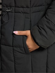 Yours Curve Black Borg Midi Padded Puffa Coat - Image 5 of 6