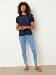 Azul - M&Co Broderie Puff Sleeve Blouse - Imagen 2 de 5