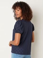 Azul - M&Co Broderie Puff Sleeve Blouse - Imagen 3 de 5