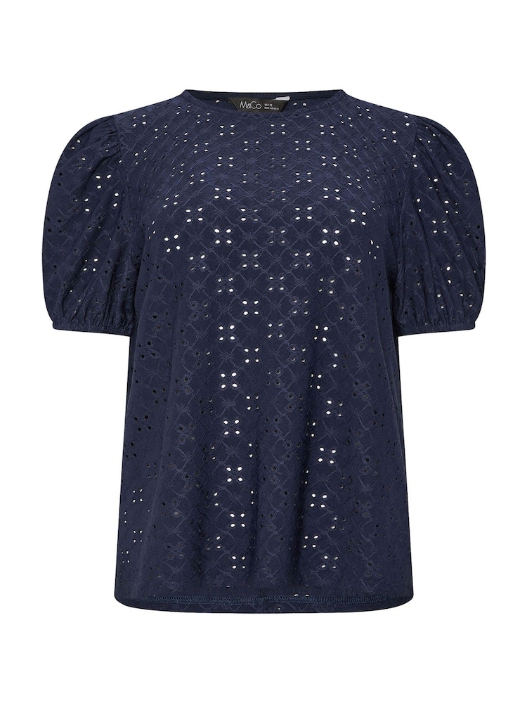Azul - M&Co Broderie Puff Sleeve Blouse - Imagen 5 de 5