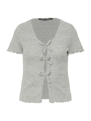 PixieGirl Petite Grey Petite Soft Touch Bow Front Top - Image 4 of 4