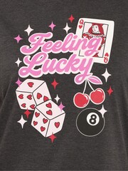 Yours Curve Pink Feeling Lucky Short Sleeve Wide Leg Pyjama Set - Image 4 of 5