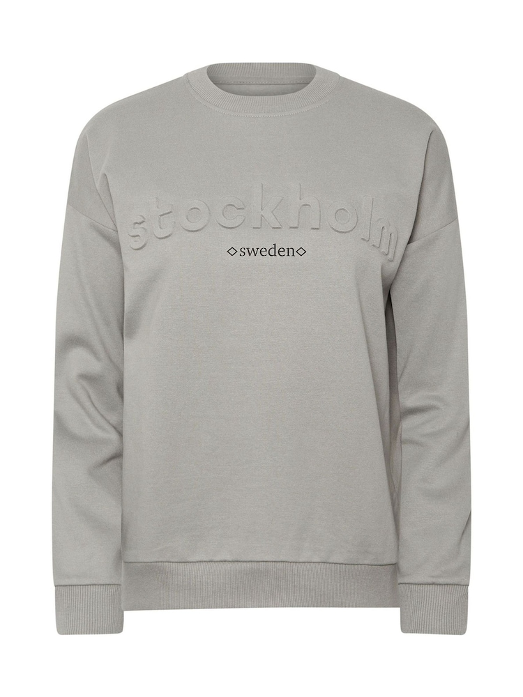 PixieGirl Petite Grey Stockholm Embossed Sweatshirt - Image 6 of 6