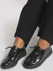 Yours Curve Black Extra Wide Fit Lace-Up Brogues - Image 1 of 5