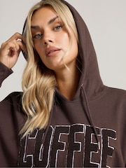 Yours Curve Brown Coffee Club Hoodie - Image 4 of 5