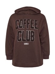 Yours Curve Brown Coffee Club Hoodie - Image 5 of 5