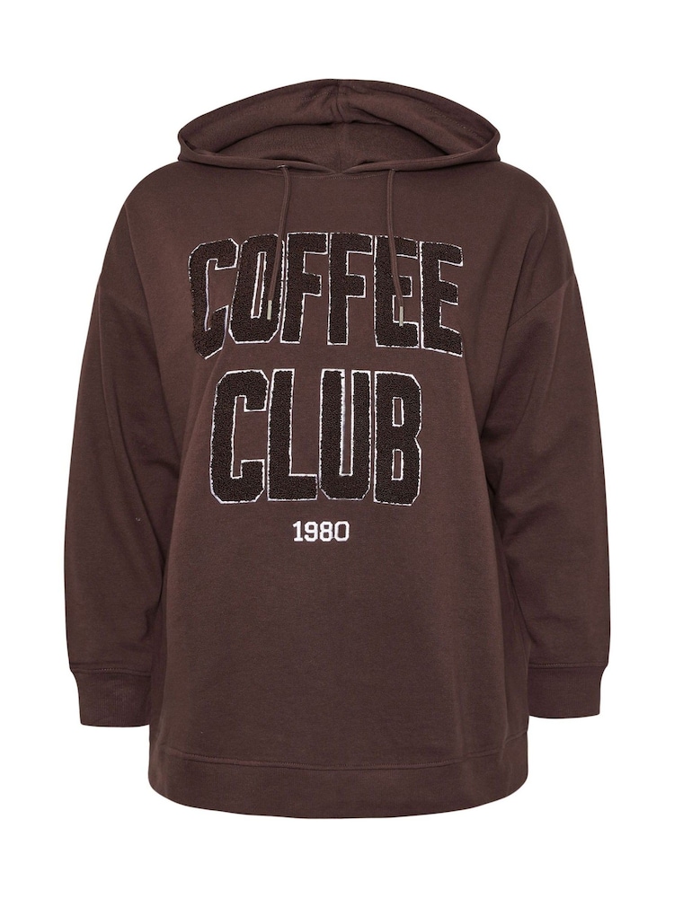 Yours Curve Brown Coffee Club Hoodie - Image 5 of 5