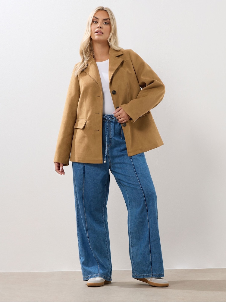 Yours Curve Brown Suede Blazer - Image 2 of 5