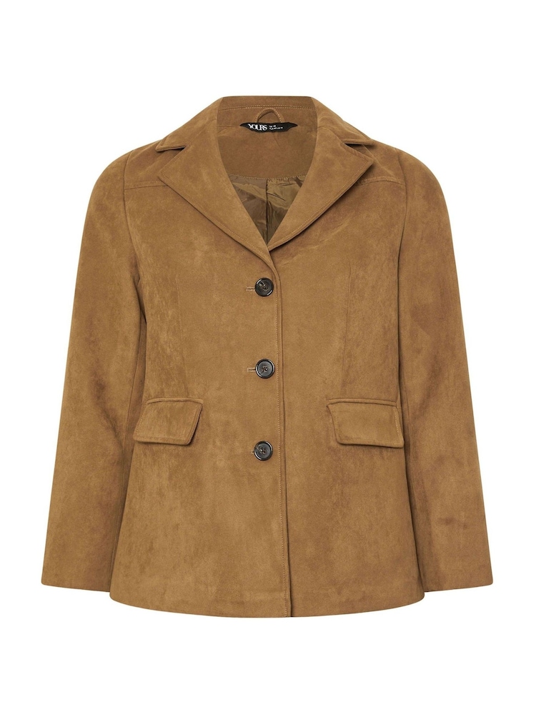 Yours Curve Brown Suede Blazer - Image 5 of 5