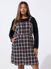 Yours Curve Red Limited Check Pinafore - Image 1 of 5