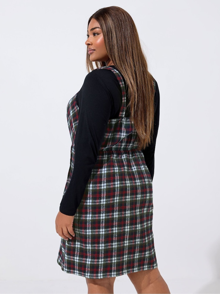Yours Curve Red Limited Check Pinafore - Image 2 of 5