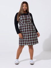 Yours Curve Red Limited Check Pinafore - Image 3 of 5