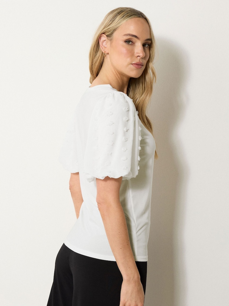Long Tall Sally White Dobby Sleeve Blouse - Image 3 of 5