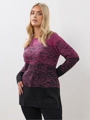 Yours Curve Pink Colourblock Jumper - Image 1 of 5