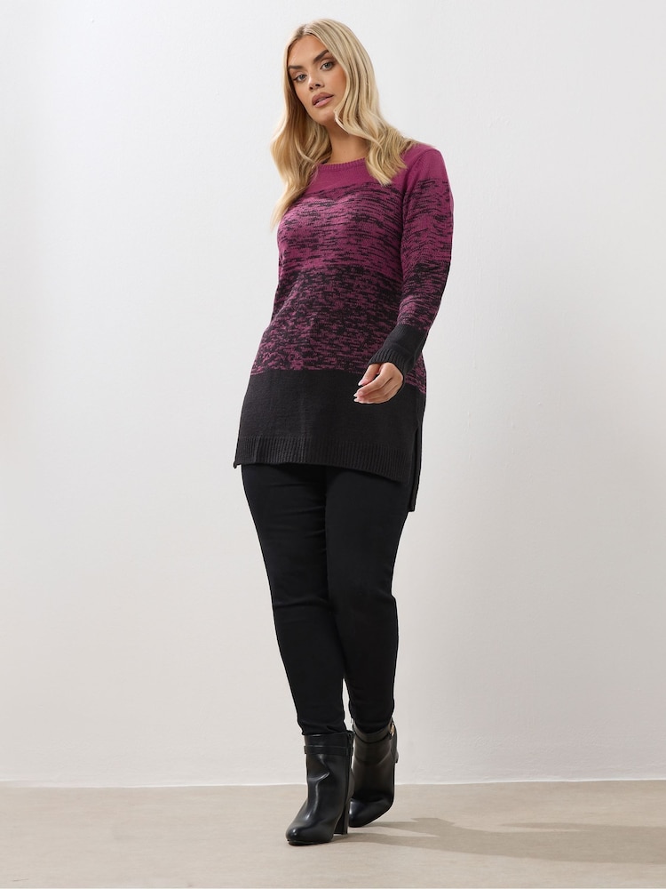Yours Curve Pink Colourblock Jumper - Image 2 of 5
