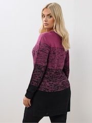 Yours Curve Pink Colourblock Jumper - Image 3 of 5