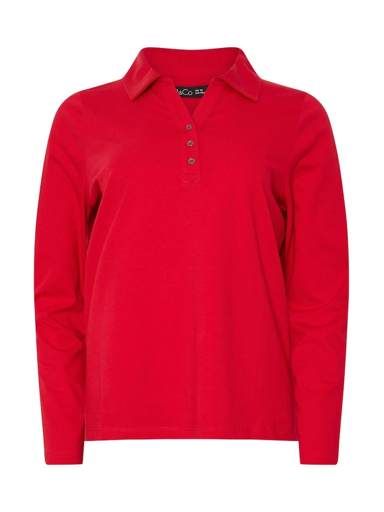 M&Co Red Plain Polo Shirt - Image 5 of 5 M&Co Red Plain Polo Shirt - Image 5 of 5