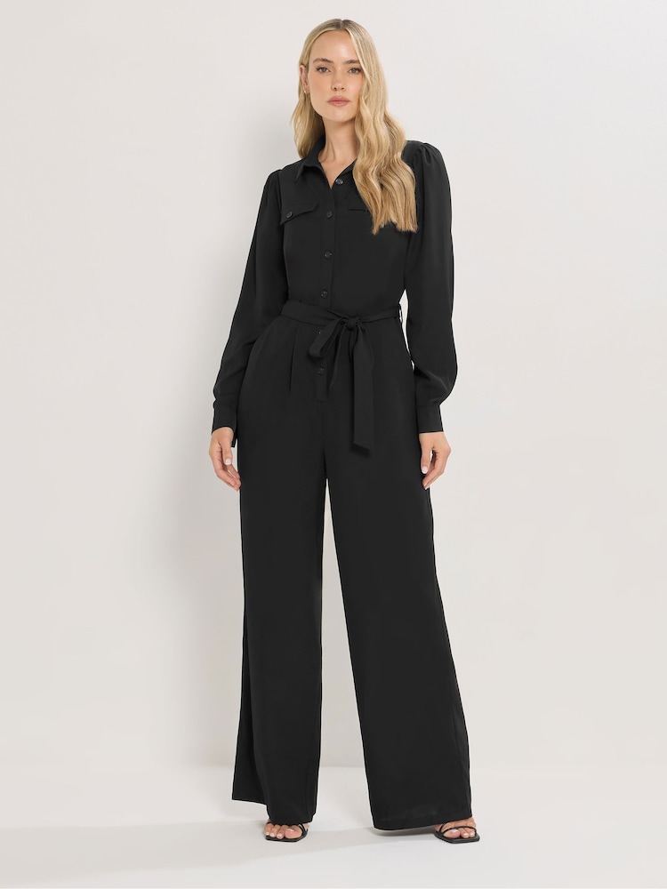 Long Tall Sally Black Long Sleeve Button Jumpsuit - Image 2 of 5
