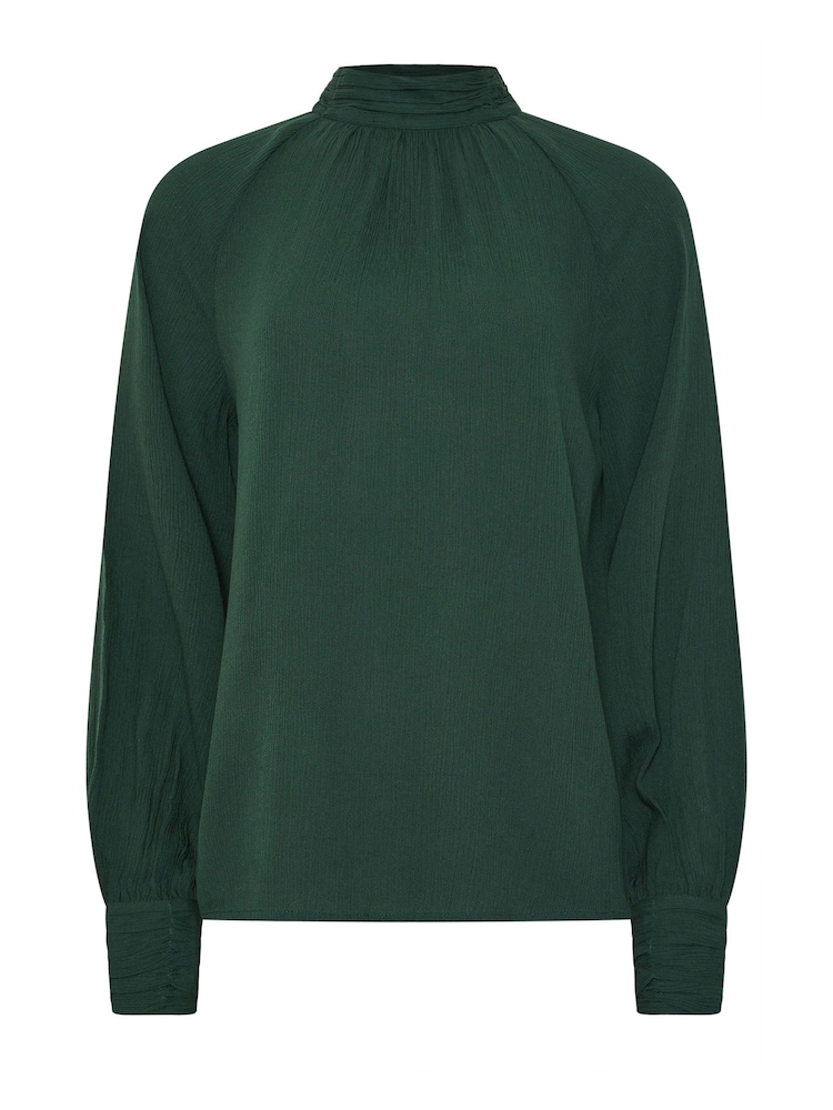 Long Tall Sally Green High Neck Crinkle Blouse - Image 5 of 5 Long Tall Sally Green High Neck Crinkle Blouse - Image 5 of 5