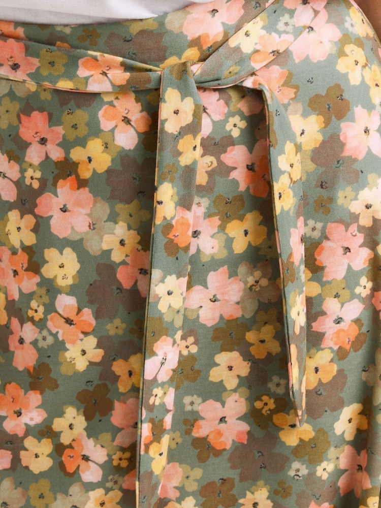 PixieGirl Petite Green Petite Self Belted Midi Skirt - Image 5 of 5 PixieGirl Petite Green Petite Self Belted Midi Skirt - Image 5 of 5