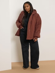 Yours Curve Red Unquilted Padded Coat - Image 3 of 5