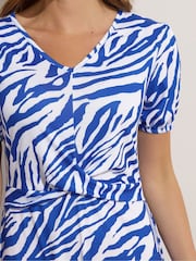 M&Co Blue Short Sleeve Twist Midi Dress - Image 4 of 5