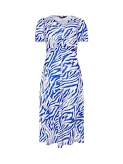 M&Co Blue Short Sleeve Twist Midi Dress - Image 5 of 5