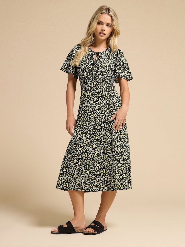 Vestido midi com decote em V e alças finas PixieGirl Petite Ditsy - Imagem 1 de 5