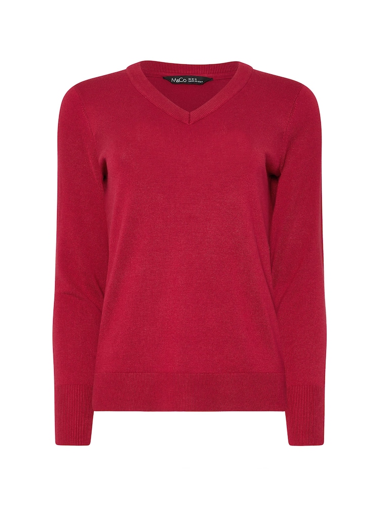 Vermelho - M&Co V-Neck Basic Jumper - Imagem 1 de 1