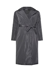 Yours Curve Black Unquilited Longline Padded Coat - Image 5 of 5