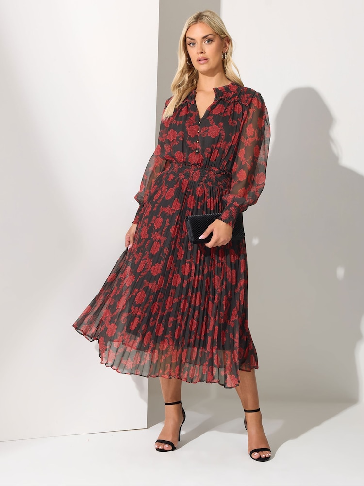 Yours Curve Black London Pleated Shirt Dress - Image 1 of 5