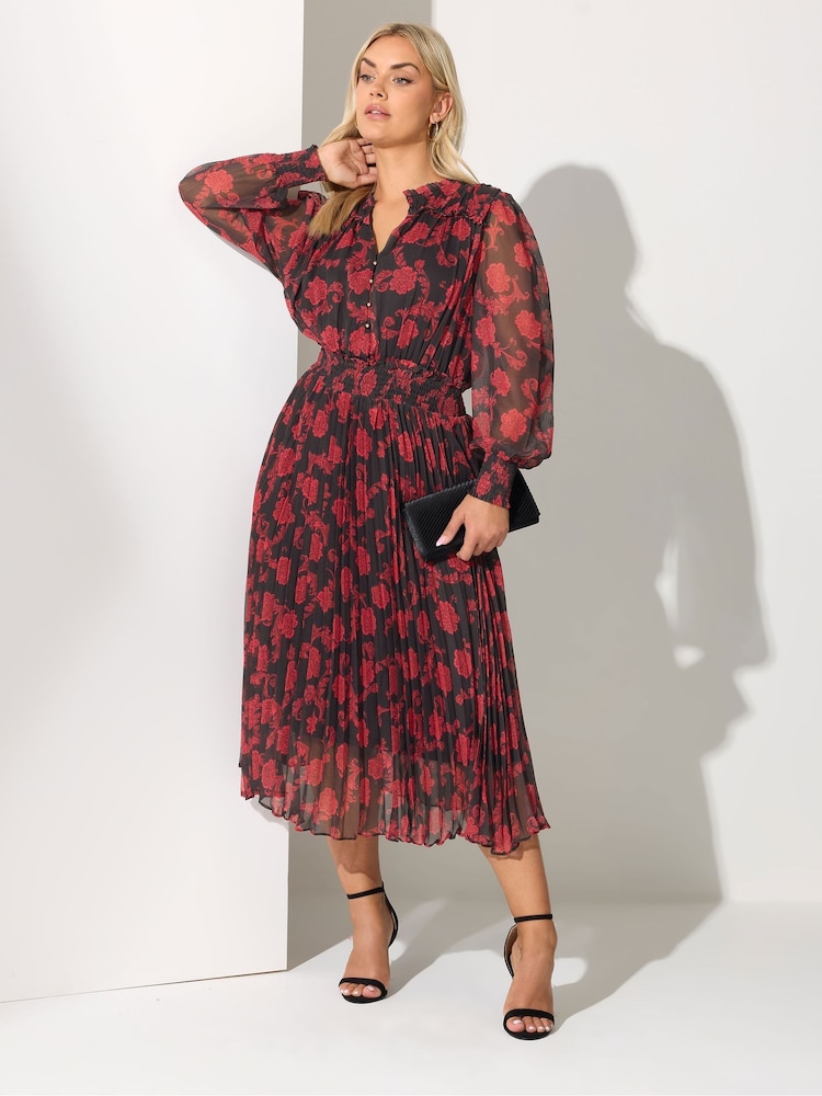 Yours Curve Black London Pleated Shirt Dress - Image 2 of 5