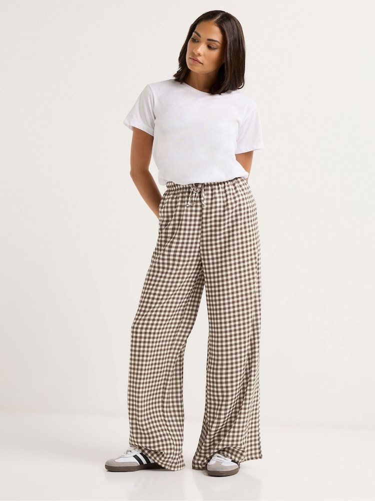 PixieGirl Petite Brown Petite Wide Leg Trousers - Image 1 of 5