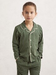 Reiss Green/White Slumber Striped Pyjamas Set Unisex Fit - Image 1 of 4