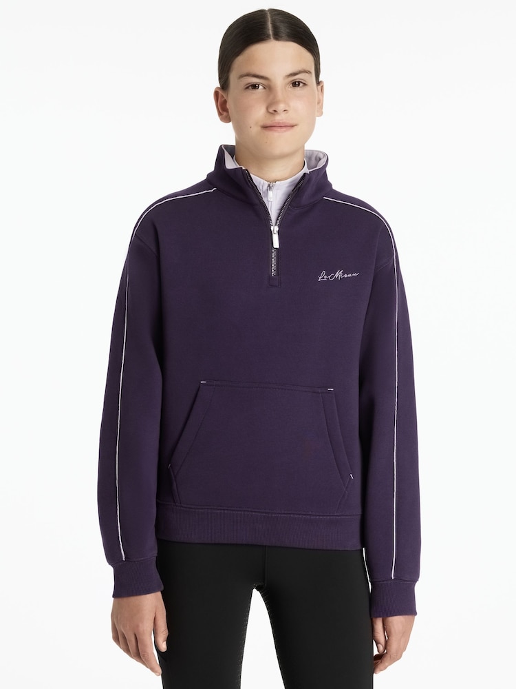 LeMieux Purple Young Rider Kate Quarter Zip Sweat Jumper - Image 1 of 1