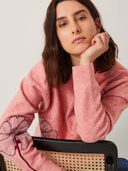 Monsoon Pink Abi Floral Print Appliqué Jumper - Image 2 of 6