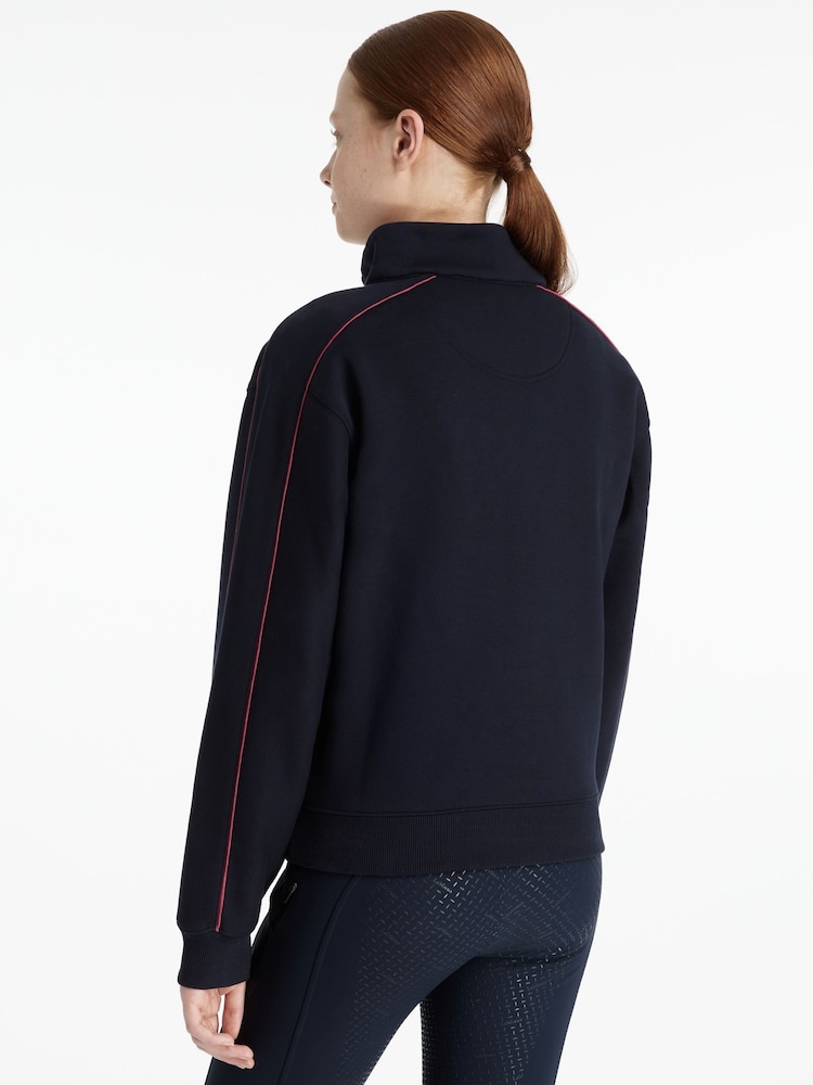 LeMieux Blue Young Rider Kate Quarter Zip Sweat Navy/Cranberry Jumper - Imagen 2 de 5